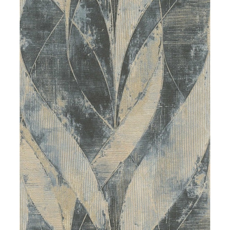 Manhattan Comfort Laon Blake Denim Leaf 33 ft L X 209 in W Wallpaper BR4096-520064